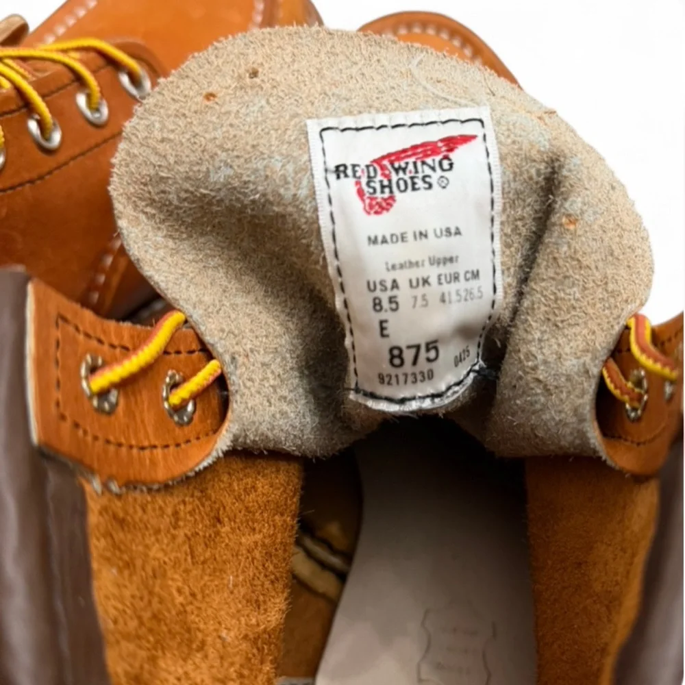 Red Wing Shoes 6” Classic Moc 875 Oro Legacy Boots Size 8.5(E)